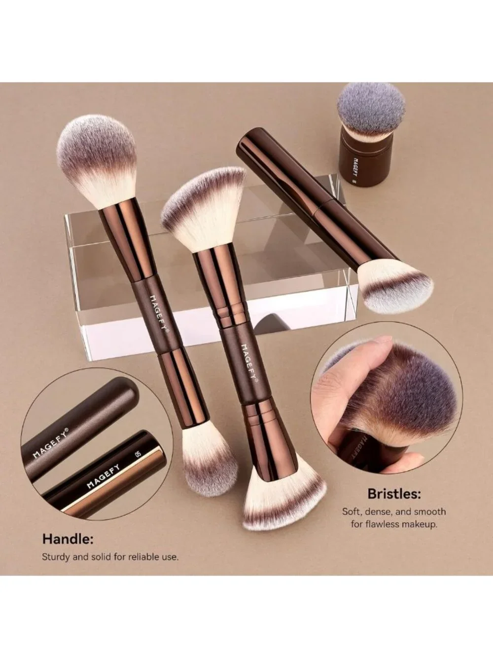 26-Piece Professional Makeup Brush Set - Double-Ended Brushes for Face & Eyes